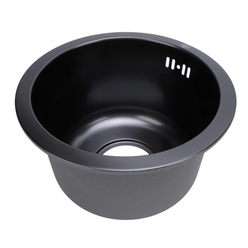 Tangxi Edelstahl Single Bowl Mini Round Küchenspüle für Effiziente Reinigung und Entwässerung in Küche, Bar und Waschraum (Nano schwarz) von Tangxi