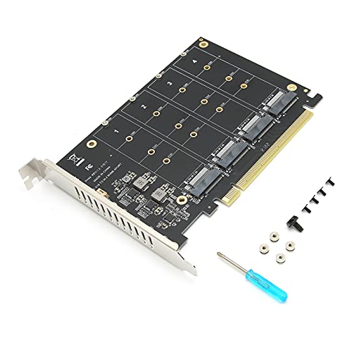Tangxi M.2 NVMe SSD zu PCIE X16 Adapterkarte, 4 X 32 Gbps PH44 Dual M.2 PCIE Adapter, Computer M Key Festplattenerweiterungskarte für Computer Server von Tangxi
