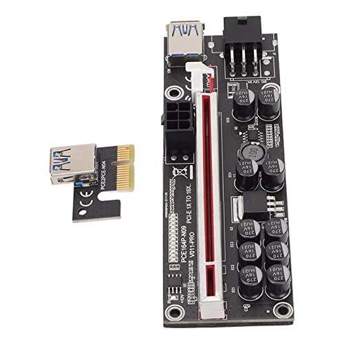 Tangxi PCIE Riser Express Cable 1X to 16X Adapter ETH Mining Powered PCI-E Riser Adapter Card mit 60cm / 23.6in USB 3.0 Kabel + 6PIN to 15PIN SATA Stromkabel für Windows, für Linux, für OS X von Tangxi