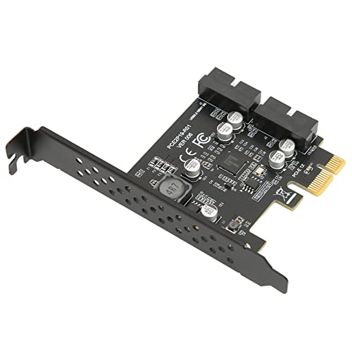 Tangxi PCIE zu USB 3.2 Erweiterungskarte, 2 USB3.2 GEN1 19PIN 5 Gbit/s Hochgeschwindigkeits Erweiterungskarten Riserkarte,6 SMD Festkondensatoren,Unterstützt PCIE 1X, für Win XP 7 8 10 11 von Tangxi