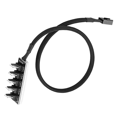 Tangxi PWM-Lüfter-Hub, 5-poliger PC 4-poliger PWM-CPU-Lüfter-Splitter-Hub-Adapter Geflochtenes Kabel 1 Buchse auf 5 Stecker von Tangxi