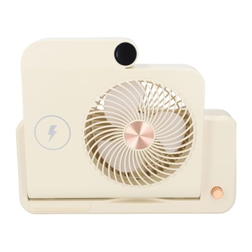 Tangxi Schreibtisch -Lüfter, Batteriebetriebener Schreibtisch -Lüfter WLAN Ladestation Smart Digital Display USB Wiederaufladbar für Zuhause (Milchkaffeefarbe) von Tangxi