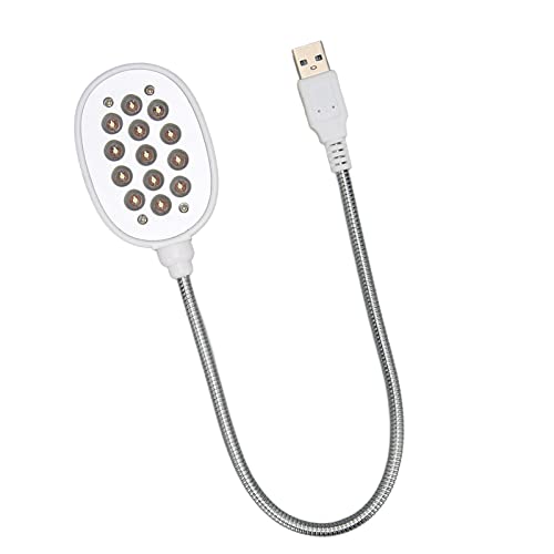 USB-Leselampe, USB-Schwanenhals-Nachtlicht mit 13 LEDs, Flexibler Augenschutz, Tragbare Tischlampe für Studium, Lesen, Büro, Zuhause, Camp (Weiss) von Tangxi