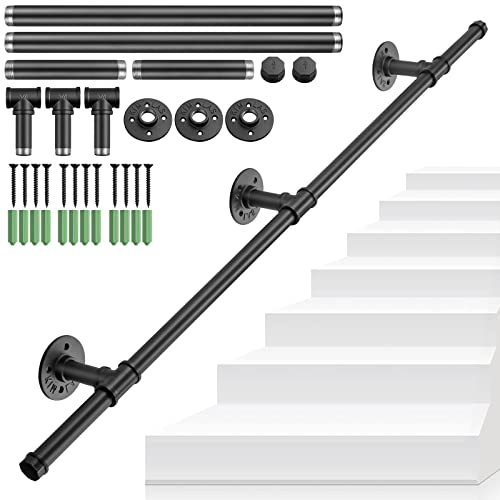 Treppengeländer Schwarz, TANiCE 120cm Treppengeländer Edelstahl Industrielle Geländer Treppe Innen Außen Handle Handlauf Treppe Handlauf für Treppen Balkon von Tanice