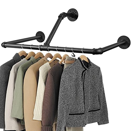 TANiCE Industrierohr Kleiderstangen 83cm Kleiderständer Wand Kleideraufbewahrung zur Wandmontage für Schlafzimmer Wohnzimmer Küche von Tanice