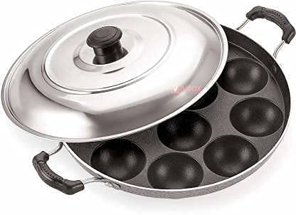 Tanish Trading Appam-Pfanne, Appam-Maker, 12 Mulden, antihaftbeschichtet, mit Deckel, Appe-Maker, Appe-Pfanne, Appe Tawa von Tanish Trading