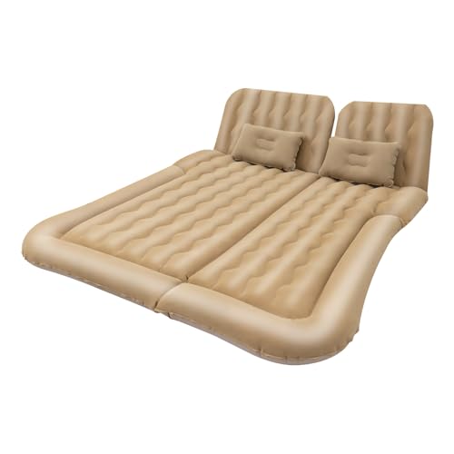 Auto Matratze SUV Luftmatratze Tragbar Campingbett Klappbar Luftbett 174 x 126cm Auto Kofferraum Reisebett Erwachsene, Belastbarkeit 250kg Doppelluftmatratze 2 Personen Familienbett Mattress (Beige) von TanjcXliu