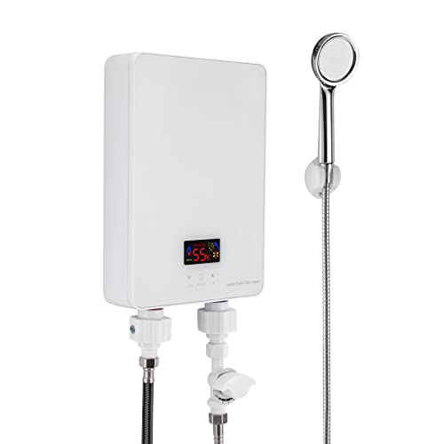 Mini Durchlauferhitzer Elektrische Durchlauferhitzer Warmwasserboiler Boiler Warmwasserbereiter Sofort-Wasserheizer 6000W, Touch-Steuerung Duschset von TanjcXliu