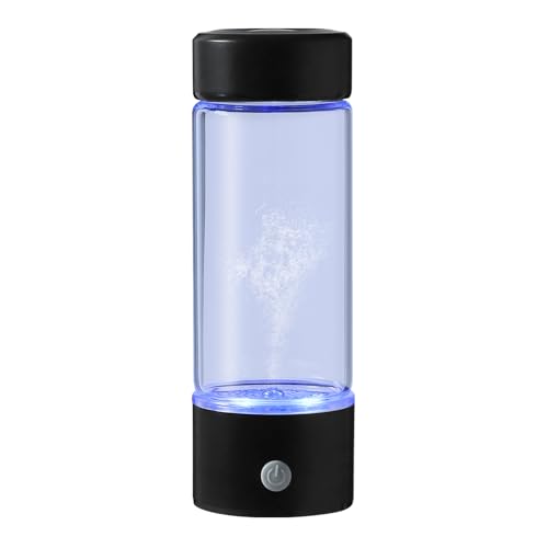 Reisewasserkocher 420ml Wasserstoff Wasserflasche 5V Camping Wasserkocher Tragbarer Wasserstoff Generator Betriebszeit: 3 Minuten Smart Water Bottle mit LED-Licht (Schwarz, Klar) von TanjcXliu