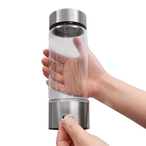Reisewasserkocher 420ml Wasserstoff Wasserflasche 5V Camping Wasserkocher Tragbarer Wasserstoff Generator Betriebszeit: 3 Minuten Smart Water Bottle mit LED-Licht (Silber, Klar) von TanjcXliu