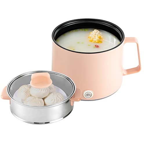 Tragbare Instant Pot Elektrischer Hot Pot 1.7L Küchengeräte Mini Steamer, Antihaft Topf Multicooker mit Glasdeckel, Isolierfunktion Dual Leistungssteuerung Nudelkocher, Suppenkocher, Reisesteamer von TanjcXliu