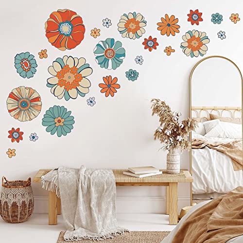 Tanlaby Boho Bunte Blumen Wandtattoo Retro Vintage Blumen Wandsticker Blumen Hippie Wandaufkleber für Wohnzimmer Schlafzimmer Büros Sofa Hintergrund Hause Wanddekoration von Tanlaby