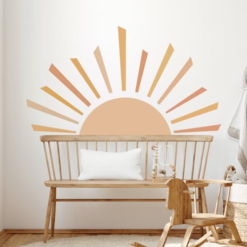 Tanlaby Halbe Sonne Wandtattoos Große Boho Sonnenaufgang Wandsticker Moderner Bogen Wandaufkleber für Wohnzimmer Schlafzimmer Büros Sofa Hintergrund Hause Wanddekoration von Tanlaby