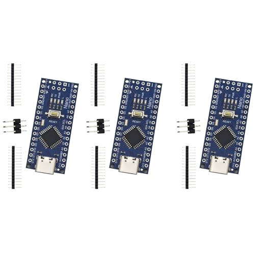 Nano V3 Board Set, 3 Stück Mainboards mit CH340G Mikrochip 5V 16M Mikrocontroller Kompatibel mit Arduino IDE, USB C Interface Nano V3 Board Set, 3 Stück Mainboards mit CH340G Mikrochip 5V 16M Mikrocontroller Kompatibel mit Arduino IDE, USB C Interface von Tanmote