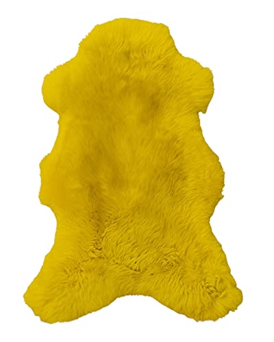 Tannery Sheepskin Gelb gefärbtes echtes Schafsfell, Lammfell, Schafsfelldecke, Pel,t Soft Wool Throw, schaffell Hygge (ca. 120/65cm) von Tannery Sheepskin