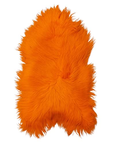 Tannery Sheepskin Orange gefärbtes echtes Schafsfell Lammfell Schafsfell Teppich Pelz weiche Wolle, schaffell Hygge (ca. 120/65cm) von Tannery Sheepskin