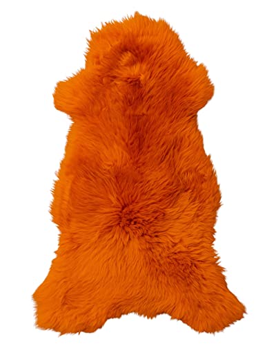 Tannery Sheepskin Orange gefärbtes echtes Schafsfell Lammfell Schafsfell Teppich Pelz weiche Wolle Decke, schaffell, Hygge (ca. 120/65cm) von Tannery Sheepskin