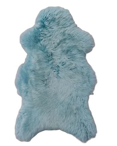 Tannery Sheepskin Türkis, blau gefärbtes echtes Schaffell Lammfell, Schafsfelldecke, Fell, weich, Wolle, schaffell Hygge (ca. 120/65) von Tannery Sheepskin