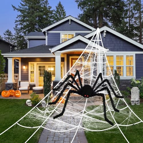 Halloween Deko Spinnennetz, 5m Riesen Spinnennetz Halloween Deko Garten, Comes with 50cm Black Fake Spinne, Elastizität Halloween Spinnennetz für Halloween Outdoor Garten Halloween Spinne Horror Deko Halloween Deko Spinnennetz, 5m Riesen Spinnennetz Halloween Deko Garten, Comes with 50cm Black Fake Spinne, Elastizität Halloween Spinnennetz für Halloween Outdoor Garten Halloween Spinne Horror Deko von Tannest