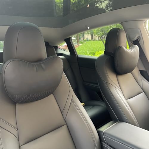 TANOLA TESBEAUTY Tesla Sitz-Kopfstützenkissen, 2 Packungen, Tesla-Nackenkissen, einzigartiges Design für Tesla-Modell Y/3 Nackenstützkissen, echtes Nappaleder, sichtbarer Riemen, Schwarz TANOLA TESBEAUTY Tesla Sitz-Kopfstützenkissen, 2 Packungen, Tesla-Nackenkissen, einzigartiges Design für Tesla-Modell Y/3 Nackenstützkissen, echtes Nappaleder, sichtbarer Riemen, Schwarz von Tanola