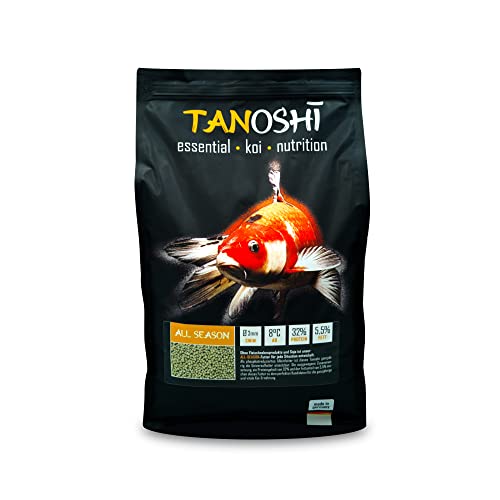 Tanoshi Koifutter - All Season - 3mm 5 kg | Schwimmendes Hauptfutter für eine ausgewogene Ernährung | Ganzjahresfutter mit Lachsöl | ab 8°C von Tanoshi