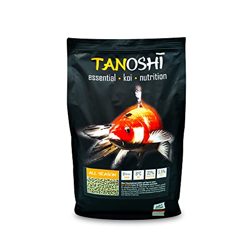 Tanoshi Koifutter - All Season - 6mm 5 kg | Schwimmendes Hauptfutter für eine ausgewogene Ernährung | Ganzjahresfutter mit Lachsöl | ab 8°C von Tanoshi