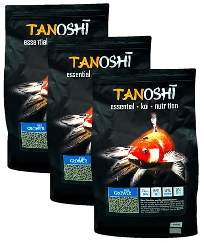 Tanoshi Koifutter - Grower Plus - 6mm 15 kg | Schwimmendes Hauptfutter für maximales Wachstum | mit Lachsöl und Shrimps | ab 15°C Tanoshi Koifutter - Grower Plus - 6mm 15 kg | Schwimmendes Hauptfutter für maximales Wachstum | mit Lachsöl und Shrimps | ab 15°C von Tanoshi