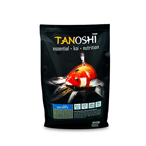 Tanoshi Koifutter - Grower Plus - 3mm 5 kg | Schwimmendes Hauptfutter für maximales Wachstum | mit Lachsöl und Shrimps | ab 15°C von Tanoshi