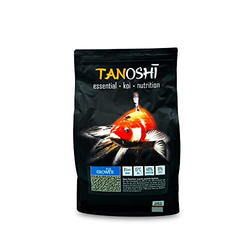 Tanoshi Koifutter - Grower Plus 5 kg 6mm | Schwimmendes Allein-Koifutter für maximales Koi-Wachstum mit Lachsöl und Krill… von Tanoshi