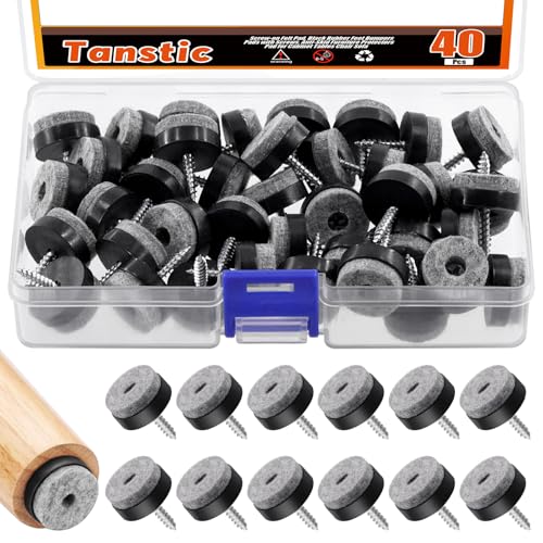 Fanstic 56Pcs Black Round Felt Pads Assortment Kit, 1.5In 1.1In 1In 0.8In Screw-on Sliders Floor Protector for Furniture Chair Table Leg (20mm) von Tanstic