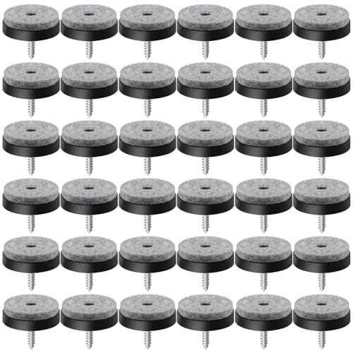Fanstic 56Pcs Black Round Felt Pads Assortment Kit, 1.5In 1.1In 1In 0.8In Screw-on Sliders Floor Protector for Furniture Chair Table Leg (28mm) von Tanstic