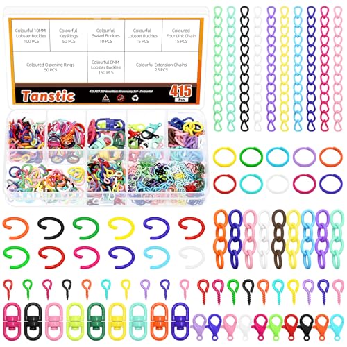 Tanstic 10Pcs Double Ended Swivel Key Ring Connector, 15pcs Lobster Claw Clasps, 250pcs Eye Pins, 40pcs Extender Chain, 50pcs Open Jump Rings, 50pcs Split Jump Ring for DIY Craft Tanstic 10Pcs Double Ended Swivel Key Ring Connector, 15pcs Lobster Claw Clasps, 250pcs Eye Pins, 40pcs Extender Chain, 50pcs Open Jump Rings, 50pcs Split Jump Ring for DIY Craft von Tanstic