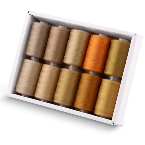 Tanstic 10Pcs Nähgarn, 10 Farben Polyester, 1093 Yards (1000M) pro Spule, Nähmaschine & Handnähgarn - Braune Farbtöne von Tanstic
