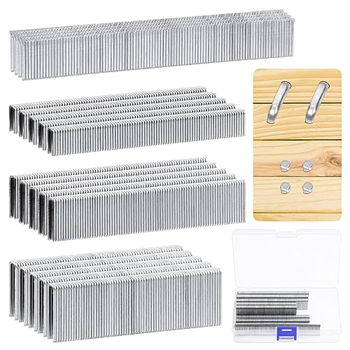 Tanstic 1608Pcs 18 Gauge 1/4" Narrow Crown Staples with Brad Nails Assortment Kit, 1/2", 3/4", 1" Heavy Duty Galvanized Finish Staples and 5/8" Brad Nails for Pneumatic Electric Stapler (Silver) von Tanstic