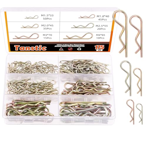 Tanstic 175Pcs 6 Größen R Clips Sortiment Kit Splint Hitch Pin Verzinkter Stahl Clips Hair Pin Retaining Pins R Form Clips für Hitch Pin Lock System Tanstic 175Pcs 6 Größen R Clips Sortiment Kit Splint Hitch Pin Verzinkter Stahl Clips Hair Pin Retaining Pins R Form Clips für Hitch Pin Lock System von Tanstic