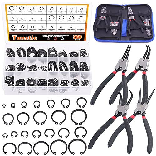 Tanstic 264-teiliges Sprengringzangen-Set mit 4 Stück 17,8 cm internen/externen Sprengringzangen und 260 Stück internen/externen Sprengringhaltering-Sortiment-Set Tanstic 264-teiliges Sprengringzangen-Set mit 4 Stück 17,8 cm internen/externen Sprengringzangen und 260 Stück internen/externen Sprengringhaltering-Sortiment-Set von Tanstic