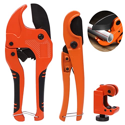 Tanstic 3 x Ratschen-PVC-Rohrschneider-Werkzeug und PEX-Rohrschneider mit Mini-Rohrschneider, Ratschen-Typ-Rohrschneider, Einhand-Schnellrohrschneidewerkzeug, PEX-Rohrschneider für Rohrschneiden von Tanstic