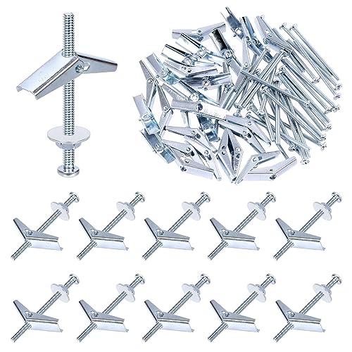 Tanstic 30 Sets 1/8 Inch Toggle Bolt and Wing Nut Assortment Kit, Butterfly Toggle Anchors with Wing Nuts, Hex Nuts, Washers, Hollow Drywall Anchors and Screws for Drywall von Tanstic