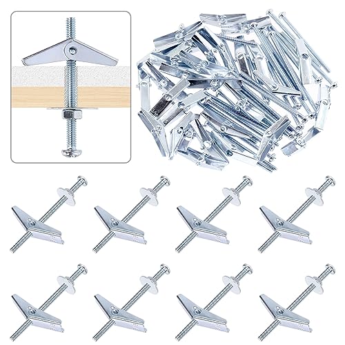 Tanstic 30 Sets 3/16 Inch Toggle Bolt and Wing Nut Assortment Kit, Butterfly Toggle Anchors with Wing Nuts, Hex Nuts, Washers, Hollow Drywall Anchors and Screws for Drywall von Tanstic