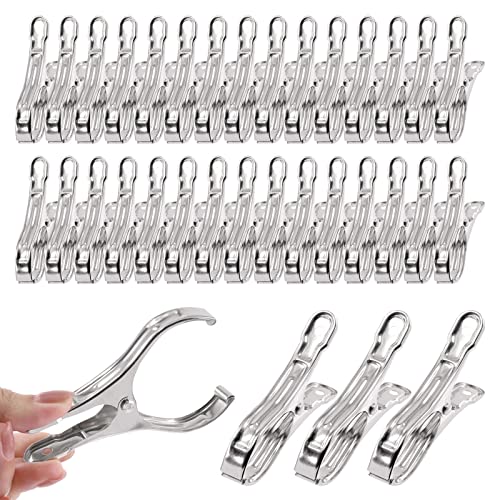 Tanstic 40 Stück 8,9 cm Edelstahl-Gewächshaus-Klemmen, Gartenclips, robuste Gartenclips mit starkem Griff und großer offener Öffnung zum Halten von Netzen von Tanstic