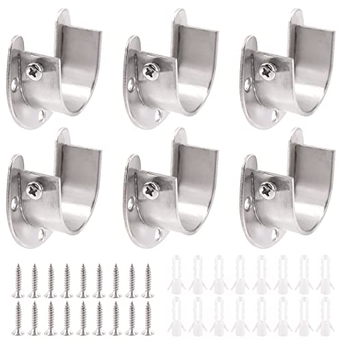 Tanstic 48Pcs Stainless Steel Closet Rod End Supports, 1-1/4 Inch/32mm U-Shaped Closet Pole Sockets, Heavy Duty Flange Rod Holder, Wardrobe Closet Rod Bracket with Screws Anchors von Tanstic
