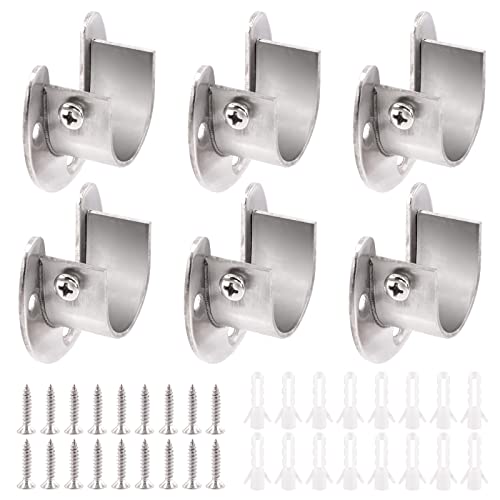 Tanstic 48Pcs Stainless Steel Closet Rod End Supports, 1 Inch/25mm U-Shaped Closet Pole Sockets, Heavy Duty Flange Rod Holder, Wardrobe Closet Rod Bracket with Screws Anchors von Tanstic
