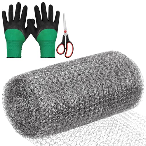 Tanstic 5” X 30 Ft Stainless Steel Wire Mesh, Wire Mesh Hole Fill Fabric Mesh Gap Blocker, Double Layer Metal Mesh Roll with Glove and Scissor for Garden House and DIY von Tanstic