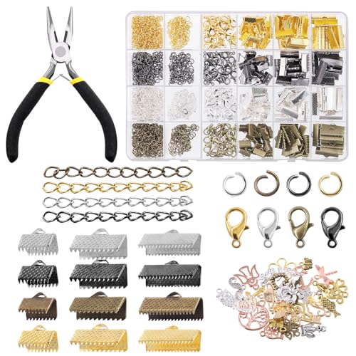 Tanstic 771Pcs 4 Colors Ribbon Ends Fastener Clasps Kit, Bookmark Pinch Crimp Ends with Jump Rings, Lobster Claw Clasps, Chain Extenders, Pendant Charms and Jewelry Pliers for DIY Crafts Tanstic 771Pcs 4 Colors Ribbon Ends Fastener Clasps Kit, Bookmark Pinch Crimp Ends with Jump Rings, Lobster Claw Clasps, Chain Extenders, Pendant Charms and Jewelry Pliers for DIY Crafts von Tanstic