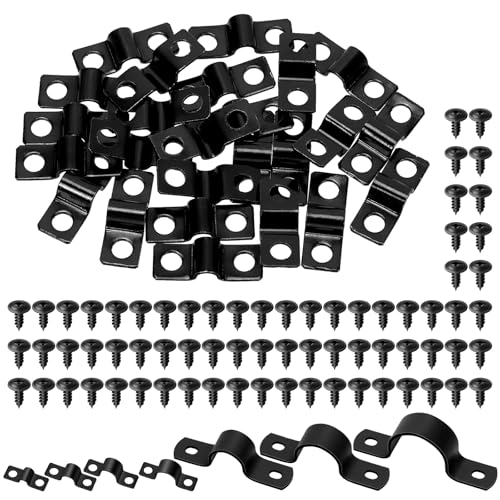 Tanstic Black Pipe Strap Clamp Two Hole Strap U Bracket Rigid Pipe Strap for Fixing Pipe, Cable (5mm) von Tanstic