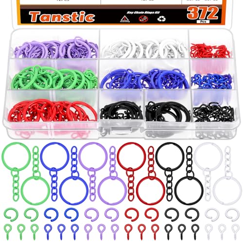 Tanstic Key Chain Rings Kit Keychain Rings with Chain and 150Pcs Jump Rings with 150Pcs Screw Eye Pins for Jewelry Making and Crafts Tanstic Key Chain Rings Kit Keychain Rings with Chain and 150Pcs Jump Rings with 150Pcs Screw Eye Pins for Jewelry Making and Crafts von Tanstic