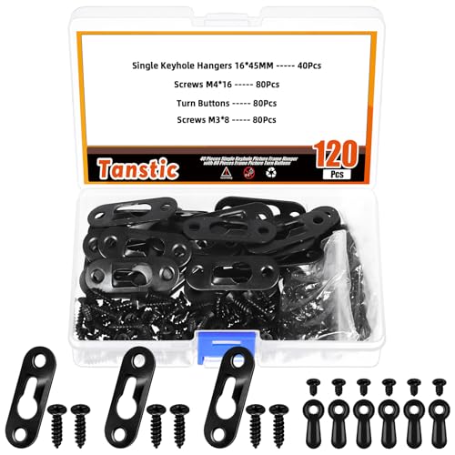 Tanstic Keyhole Hanger Keyhole Picture Hanger Picture Frame Hanging Plate Keyhole Hanging Fasteners (Style 3-Black) von Tanstic