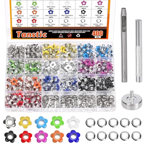 Tanstic Mixed Colors Flowers Eyelet Flower Shaped Eyelets Metal Eyelets Grommets for DIY Craft Making von Tanstic