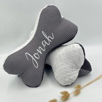 Lesekissen Opt. Mit Namen, Grau Minky von TanteFi