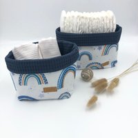 Utensilo, Regenbogen Mit Sternen, Waffelpique Rauchblau Dunkel von TanteFi